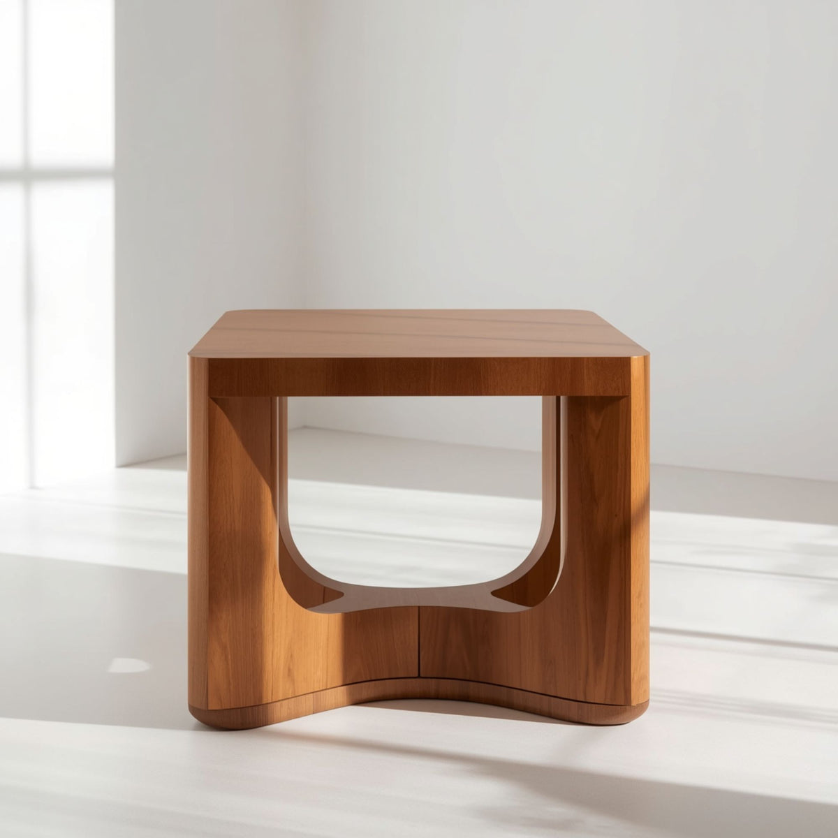 Contemporary Wood Accent Table with Curved Open Base Design