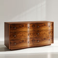 Luxury Wooden Storage Cabinet with Natural Grain Finish and Curved Design