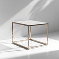 Modern Square Accent Table with Clear Glass Top and Metal Frame