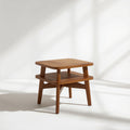 Modern Wooden Side Table with Lower Shelf and Compact Storage Design